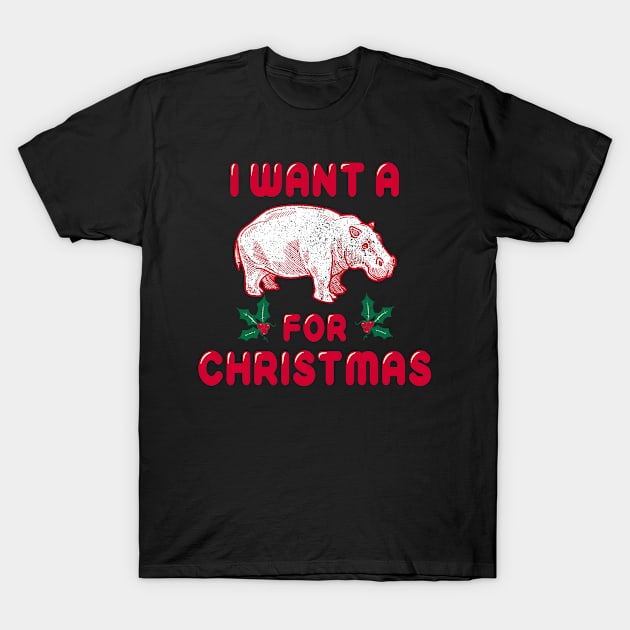 Quarantine Christmas Hippo Vintage Retro Christmas T-Shirt by MulletHappens